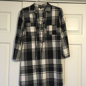 Black and white plaid tunic/dress